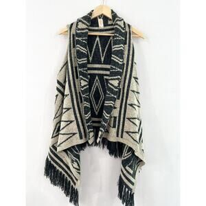 Truluv Aztec Western Knit Fringe Cardigan Vest sz Girls 12 Boho Southwestern
